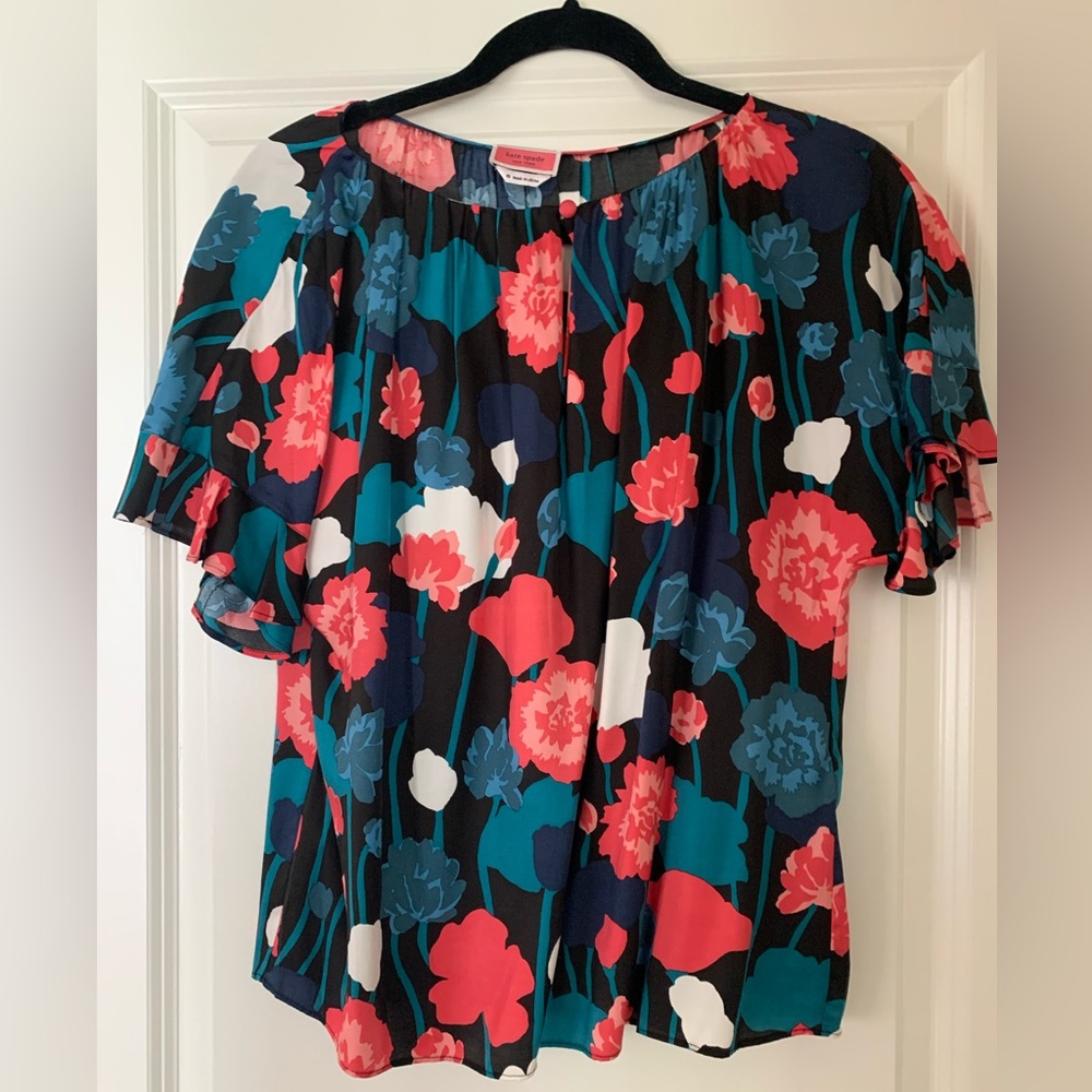Kate Spade Viney Floral Print Martini Top, SZ M.  Dry clean